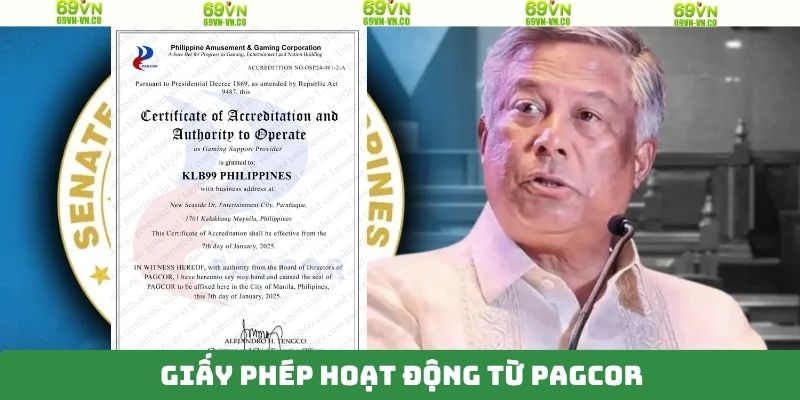Giấy Phép 69VN - Dấu Ấn Chứng Minh Sự Uy Tín Cho Sân Chơi 3 Chứng nhận hợp pháp từ PAGCOR